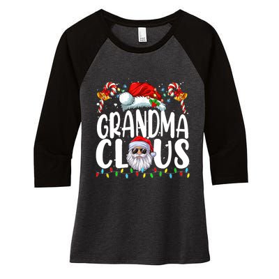 Grandma Claus Christmas Santa Matching Family Xmas Pajamas Women's Tri-Blend 3/4-Sleeve Raglan Shirt