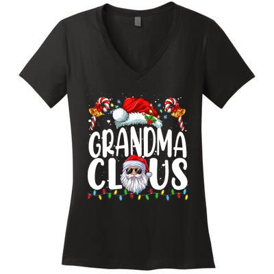 Grandma Claus Christmas Santa Matching Family Xmas Pajamas Women's V-Neck T-Shirt