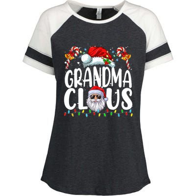 Grandma Claus Christmas Santa Matching Family Xmas Pajamas Enza Ladies Jersey Colorblock Tee