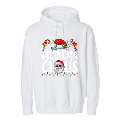 Grandma Claus Christmas Santa Matching Family Xmas Pajamas Garment-Dyed Fleece Hoodie