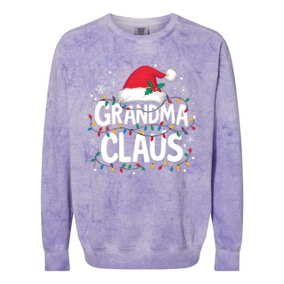 Grandma Claus Christmas Lights Pajama Family Matching Colorblast Crewneck Sweatshirt