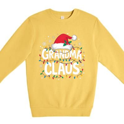 Grandma Claus Christmas Lights Pajama Family Matching Premium Crewneck Sweatshirt