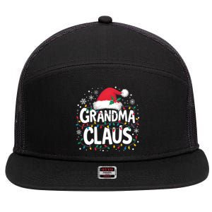 Grandma Claus Christmas Lights Pajama Family Matching 7 Panel Mesh Trucker Snapback Hat