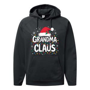 Grandma Claus Christmas Lights Pajama Family Matching Performance Fleece Hoodie