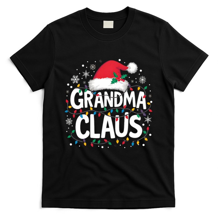 Grandma Claus Christmas Lights Pajama Family Matching T-Shirt