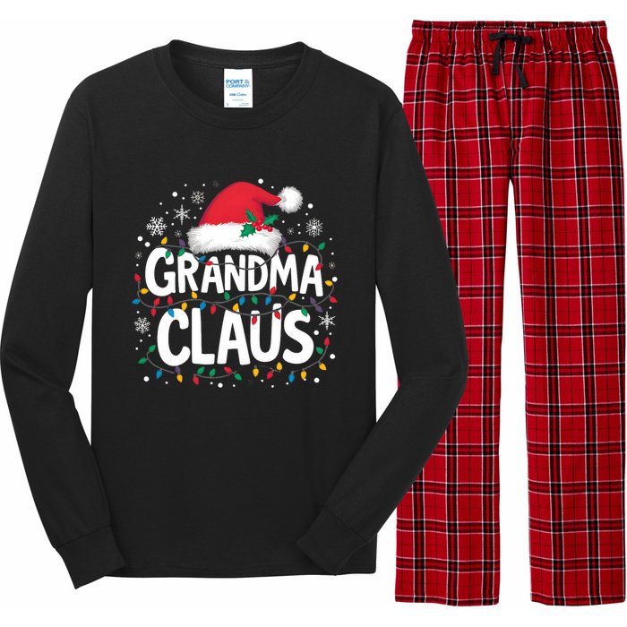 Grandma Claus Christmas Lights Pajama Family Matching Long Sleeve Pajama Set