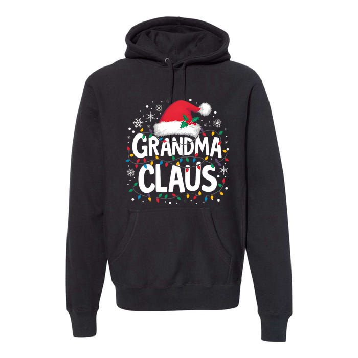 Grandma Claus Christmas Lights Pajama Family Matching Premium Hoodie