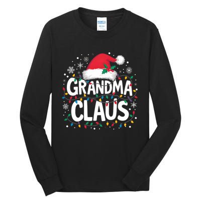 Grandma Claus Christmas Lights Pajama Family Matching Tall Long Sleeve T-Shirt