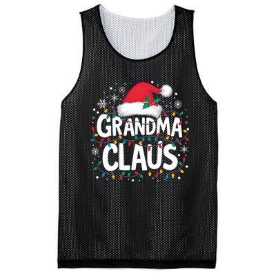 Grandma Claus Christmas Lights Pajama Family Matching Mesh Reversible Basketball Jersey Tank