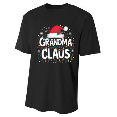 Grandma Claus Christmas Lights Pajama Family Matching Performance Sprint T-Shirt