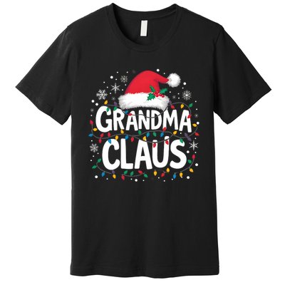 Grandma Claus Christmas Lights Pajama Family Matching Premium T-Shirt