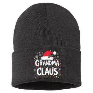 Grandma Claus Christmas Lights Pajama Family Matching Sustainable Knit Beanie