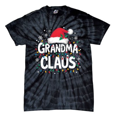 Grandma Claus Christmas Lights Pajama Family Matching Tie-Dye T-Shirt