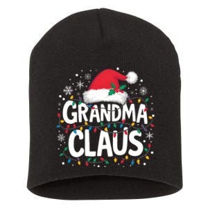 Grandma Claus Christmas Lights Pajama Family Matching Short Acrylic Beanie