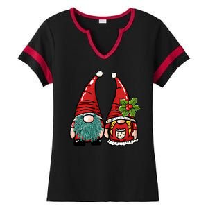 Gnome Christmas Cute Holiday Ladies Halftime Notch Neck Tee