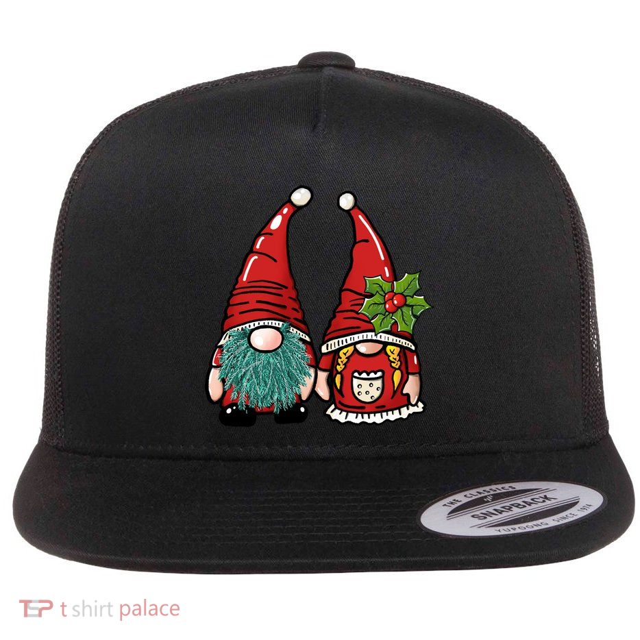 Gnome Christmas Cute Holiday Flat Bill Trucker Hat