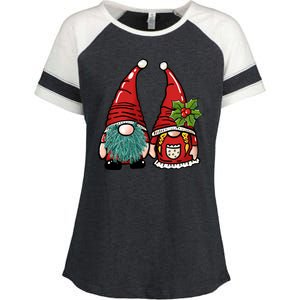 Gnome Christmas Cute Holiday Enza Ladies Jersey Colorblock Tee