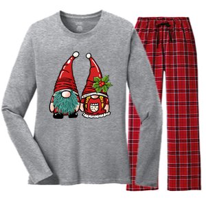 Gnome Christmas Cute Holiday Women's Long Sleeve Flannel Pajama Set 