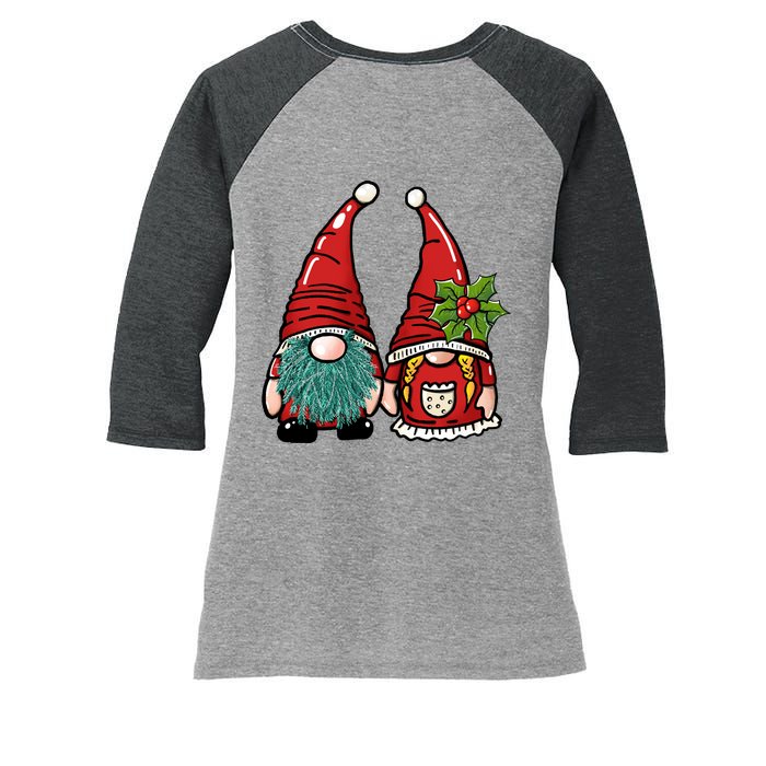 Gnome Christmas Cute Holiday Women's Tri-Blend 3/4-Sleeve Raglan Shirt