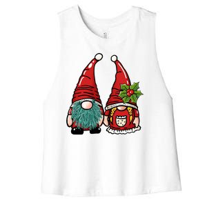 Gnome Christmas Cute Holiday Women's Racerback Cropped Tank