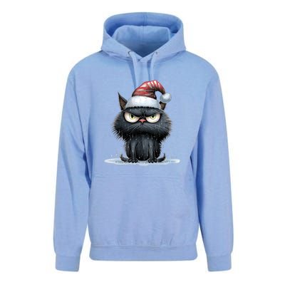 Grumpy Christmas Cat Santa Hat Unisex Surf Hoodie