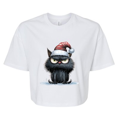 Grumpy Christmas Cat Santa Hat Bella+Canvas Jersey Crop Tee