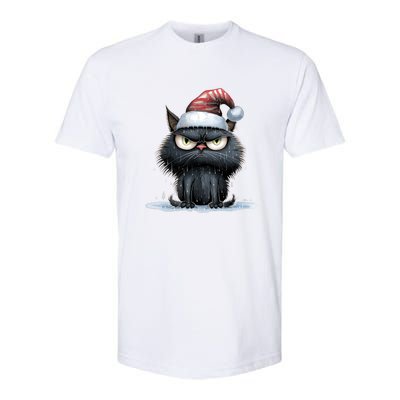 Grumpy Christmas Cat Santa Hat Softstyle CVC T-Shirt