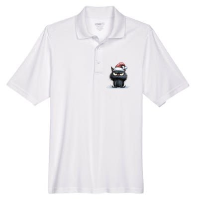 Grumpy Christmas Cat Santa Hat Men's Origin Performance Pique Polo