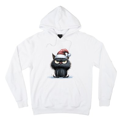 Grumpy Christmas Cat Santa Hat Hoodie