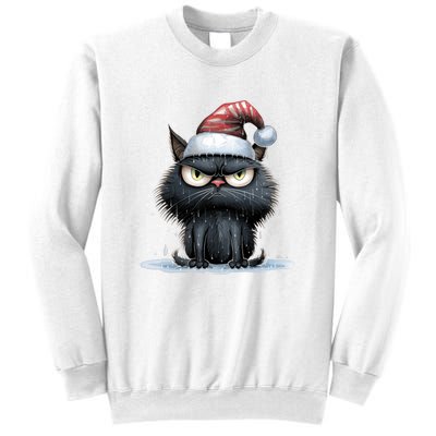 Grumpy Christmas Cat Santa Hat Sweatshirt