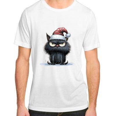 Grumpy Christmas Cat Santa Hat Adult ChromaSoft Performance T-Shirt