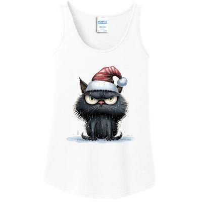 Grumpy Christmas Cat Santa Hat Ladies Essential Tank