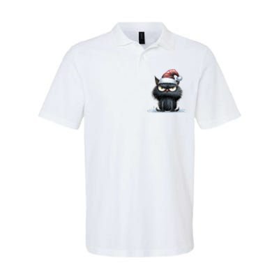 Grumpy Christmas Cat Santa Hat Softstyle Adult Sport Polo