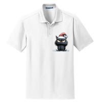 Grumpy Christmas Cat Santa Hat Dry Zone Grid Polo