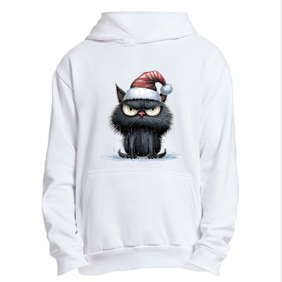 Grumpy Christmas Cat Santa Hat Urban Pullover Hoodie