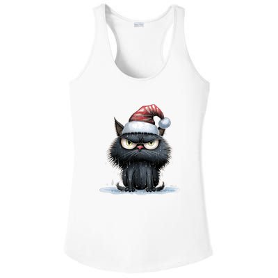 Grumpy Christmas Cat Santa Hat Ladies PosiCharge Competitor Racerback Tank