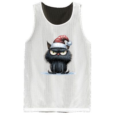 Grumpy Christmas Cat Santa Hat Mesh Reversible Basketball Jersey Tank