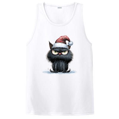 Grumpy Christmas Cat Santa Hat PosiCharge Competitor Tank