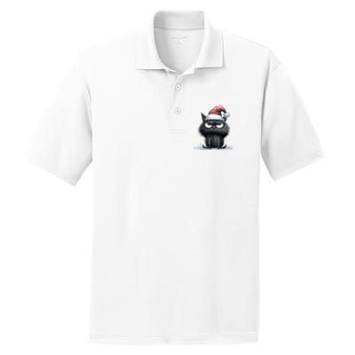 Grumpy Christmas Cat Santa Hat PosiCharge RacerMesh Polo