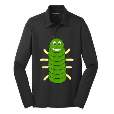 Green Caterpillar Character Cute Animal Halloween Costume Silk Touch Performance Long Sleeve Polo