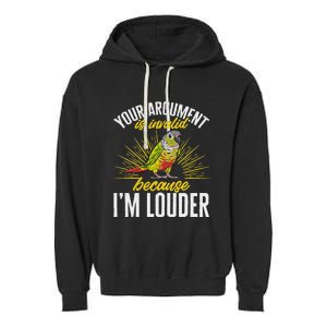 Green Cheek Conure Your Argument Is Invalid Parrot Conure Garment-Dyed Fleece Hoodie