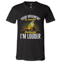 Green Cheek Conure Your Argument Is Invalid Parrot Conure V-Neck T-Shirt