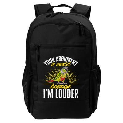Green Cheek Conure Your Argument Is Invalid Parrot Conure Daily Commute Backpack