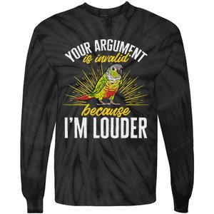 Green Cheek Conure Your Argument Is Invalid Parrot Conure Tie-Dye Long Sleeve Shirt