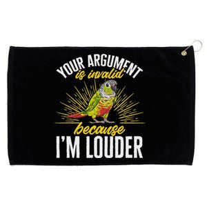 Green Cheek Conure Your Argument Is Invalid Parrot Conure Grommeted Golf Towel