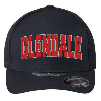 Glendale Ca California Varsity Style Usa Vintage Sports Cute Gift Flexfit Unipanel Trucker Cap