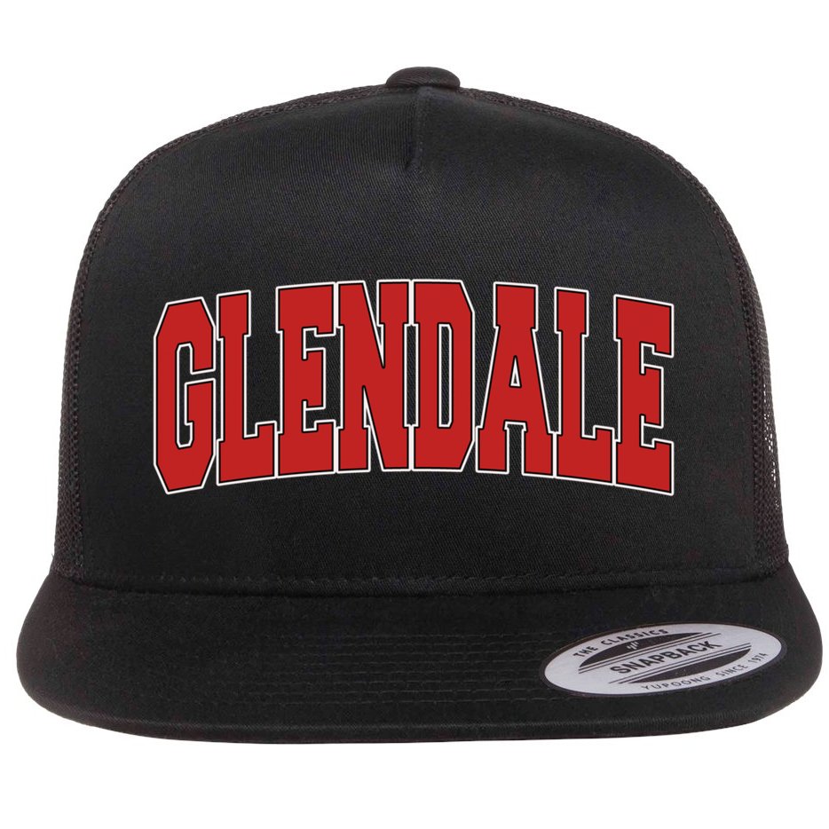 Glendale Ca California Varsity Style Usa Vintage Sports Cute Gift Flat Bill Trucker Hat