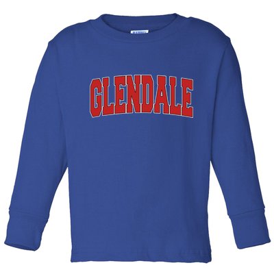 Glendale Ca California Varsity Style Usa Vintage Sports Cute Gift Toddler Long Sleeve Shirt