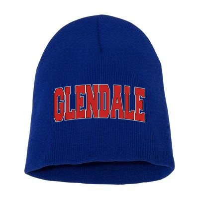Glendale Ca California Varsity Style Usa Vintage Sports Cute Gift Short Acrylic Beanie