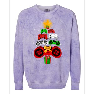 Gaming Controller Christmas Tree Decorations Gamers Xmas Pjs Gift Colorblast Crewneck Sweatshirt